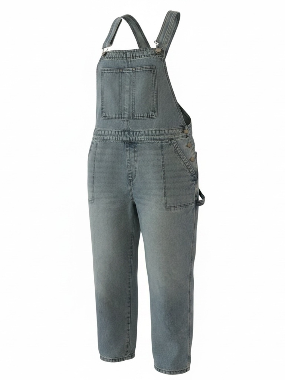 Celebrity Pink Washed Grey Denim Overalls
